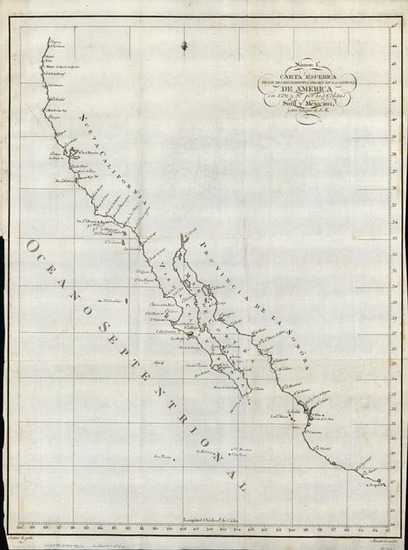 98-Mexico, Baja California and California Map By Jose Espinosa y Tello