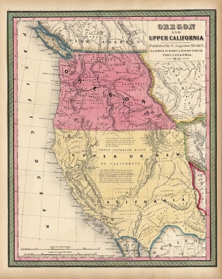 63-Southwest, Rocky Mountains and California Map By Samuel Augustus Mitchell