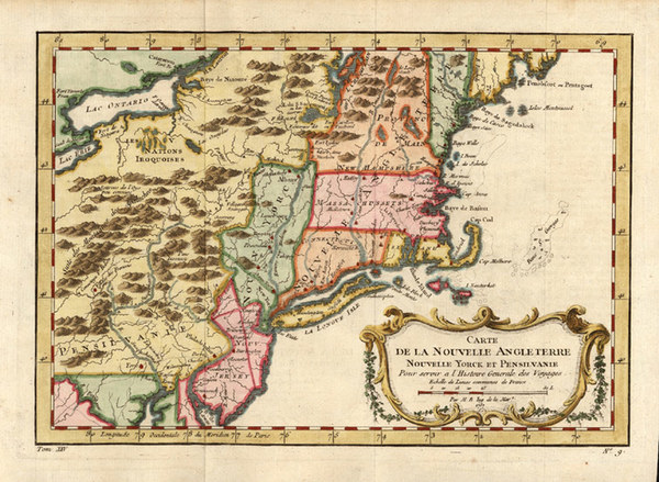 71-New England and Mid-Atlantic Map By Jacques Nicolas Bellin