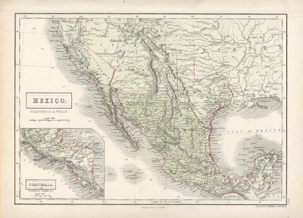 74-Texas, Southwest, Mexico and California Map By Adam & Charles Black