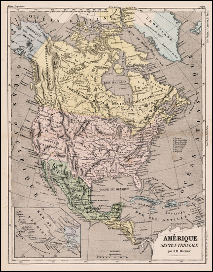 52-North America Map By Adolphe Hippolyte Dufour