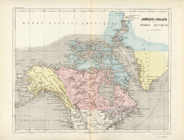 88-World, Polar Maps, Southwest, Alaska and Canada Map By Adolphe Hippolyte Dufour