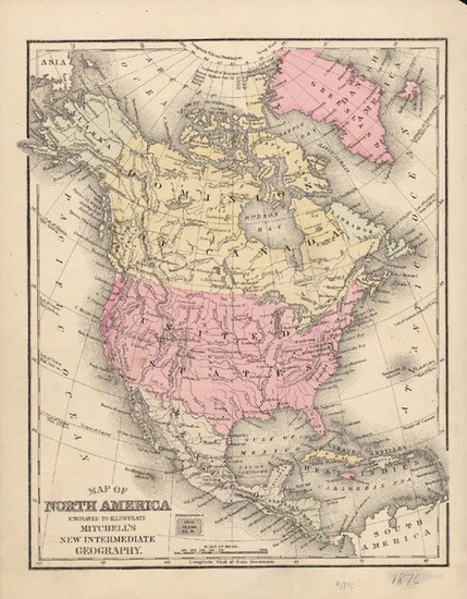 96-North America Map By Samuel Augustus Mitchell