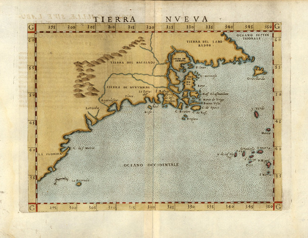 58-New England, Southeast and Canada Map By Girolamo Ruscelli