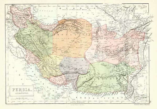 96-Asia, Central Asia & Caucasus and Middle East Map By Adam & Charles Black
