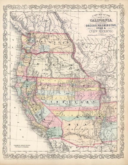 38-Southwest, Rocky Mountains and California Map By Charles Desilver