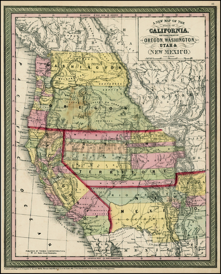 33-Southwest, Rocky Mountains and California Map By Thomas, Cowperthwait & Co.