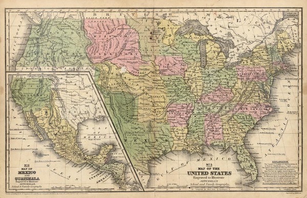 95-United States Map By Samuel Augustus Mitchell