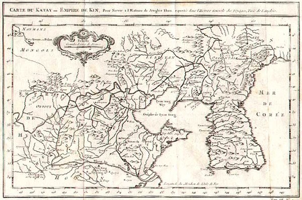 90-Asia, China and Korea Map By Jacques Nicolas Bellin