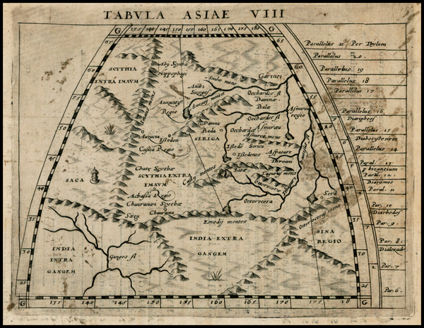 96-Asia, China, India and Central Asia & Caucasus Map By Giovanni Antonio Magini