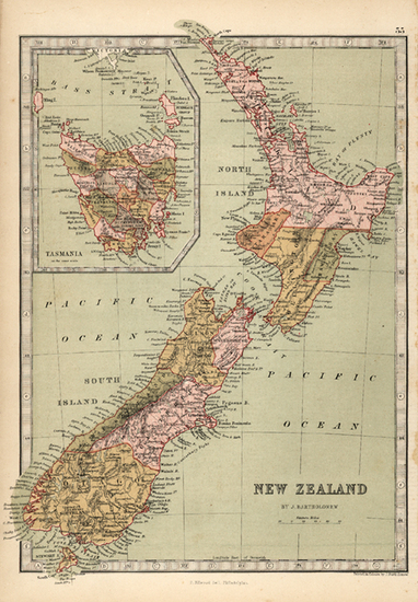 77-Australia & Oceania and New Zealand Map By T. Ellwood Zell