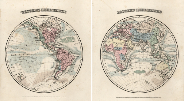 46-World and World Map By Joseph Hutchins Colton