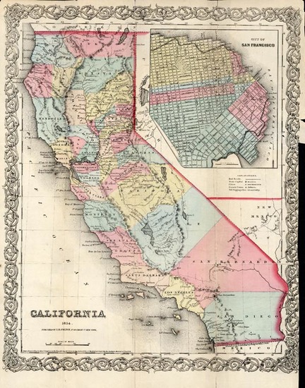 15-California Map By Joseph Hutchins Colton