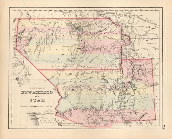 38-Southwest and Rocky Mountains Map By Joseph Hutchins Colton