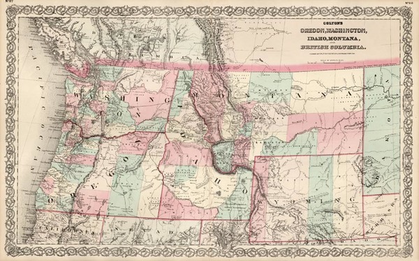 44-Plains, Rocky Mountains and Canada Map By G.W.  & C.B. Colton