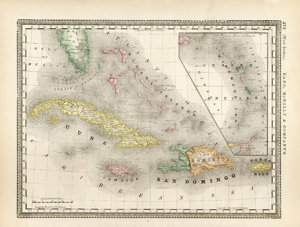 72-Caribbean Map By Rand McNally & Company