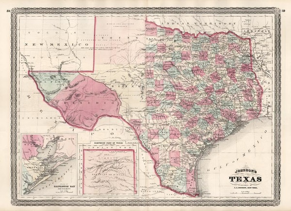 39-Texas Map By Alvin Jewett Johnson
