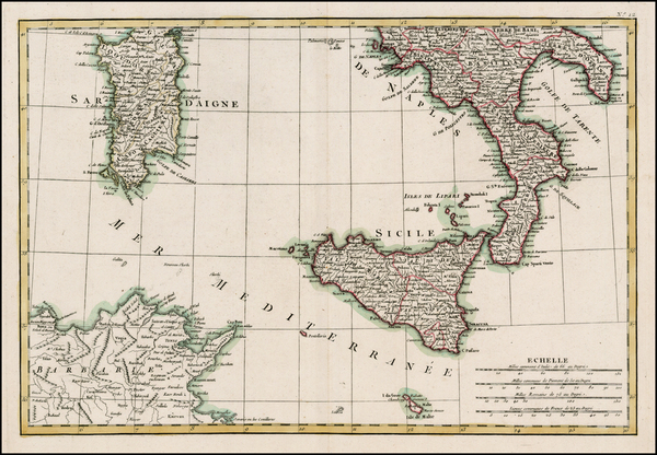 64-Europe, Italy and Mediterranean Map By Rigobert Bonne