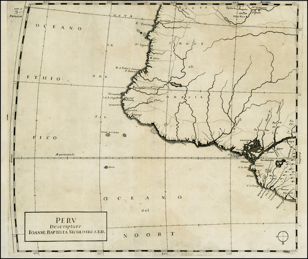 56-South America and Brazil Map By Giovanni Battista Nicolosi