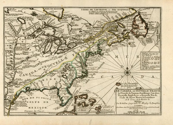 60-United States and Canada Map By Nicolas de Fer