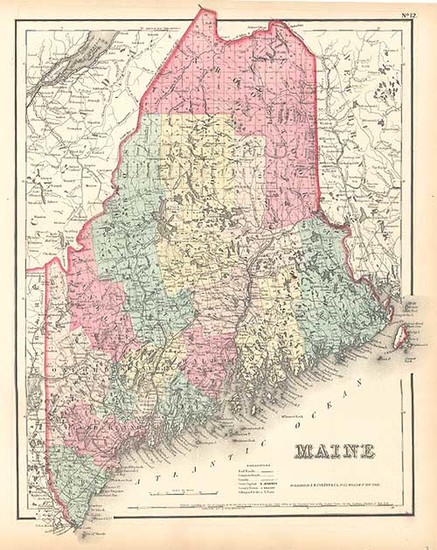 51-New England Map By Joseph Hutchins Colton