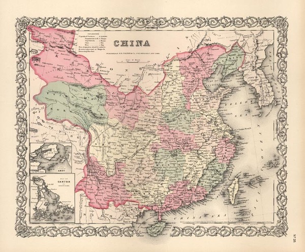 84-Asia, China and Korea Map By Joseph Hutchins Colton