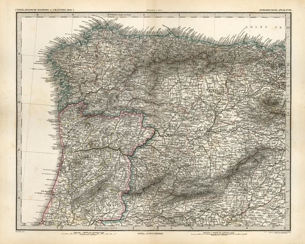 39-Europe, France and Spain Map By Adolf Stieler