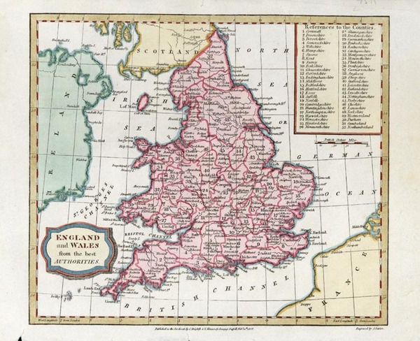 68-Europe and British Isles Map By Charles Brightly  &  T. Kinnersley