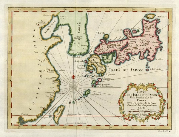 61-Asia, China, Japan and Korea Map By Jacques Nicolas Bellin