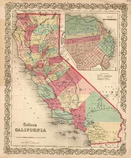 62-California Map By Joseph Hutchins Colton