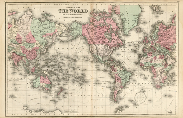 40-World and World Map By G.W.  & C.B. Colton