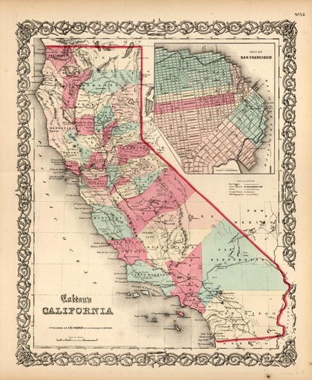 29-California Map By Joseph Hutchins Colton