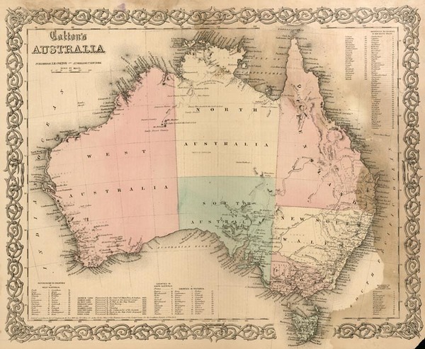 66-Australia & Oceania and Australia Map By Joseph Hutchins Colton