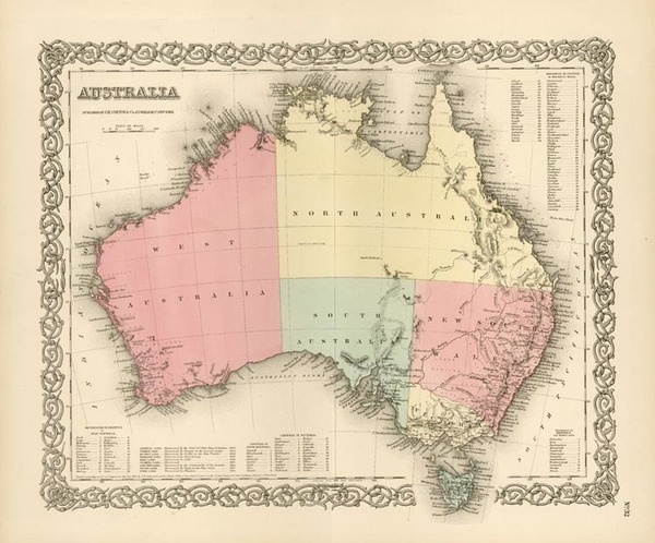 82-Australia & Oceania and Australia Map By Joseph Hutchins Colton