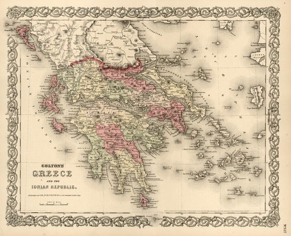 44-Europe, Balearic Islands and Greece Map By G.W.  & C.B. Colton