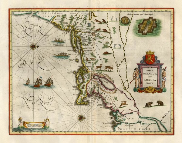 91-New England and Mid-Atlantic Map By Willem Janszoon Blaeu