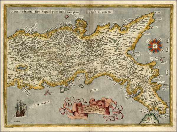 77-Europe, Italy and Mediterranean Map By Abraham Ortelius