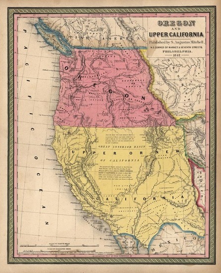 55-Southwest, Rocky Mountains and California Map By Samuel Augustus Mitchell