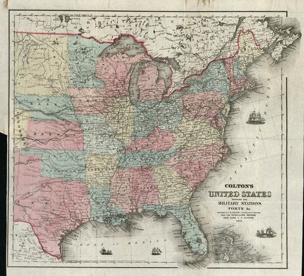 78-United States and Rocky Mountains Map By Joseph Hutchins Colton