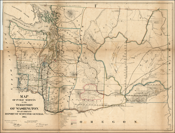 57-Washington Map By U.S. General Land Office Survey