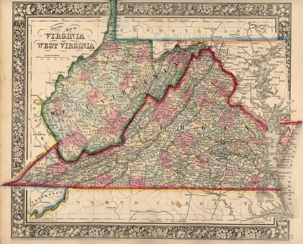86-Mid-Atlantic and Southeast Map By Samuel Augustus Mitchell Jr.