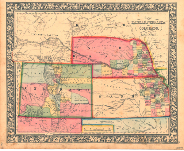 45-Plains, Southwest and Rocky Mountains Map By Samuel Augustus Mitchell Jr.