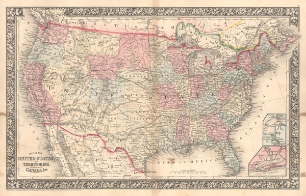 55-United States Map By Samuel Augustus Mitchell Jr.
