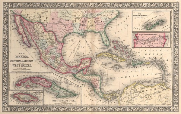 17-Southwest, Mexico and Caribbean Map By Samuel Augustus Mitchell Jr.