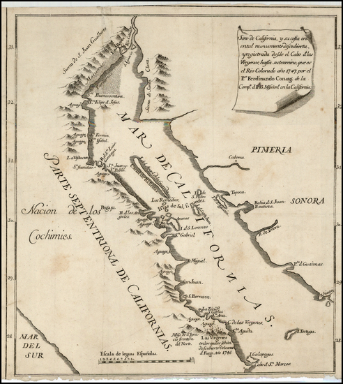 46-Southwest, Baja California and California Map By Ferdinando Consag