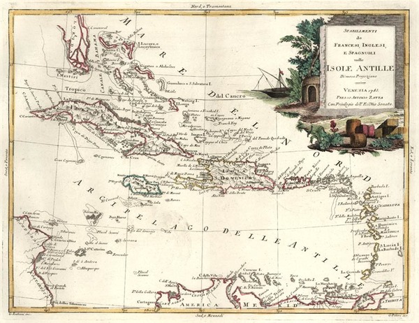 37-Caribbean Map By Antonio Zatta