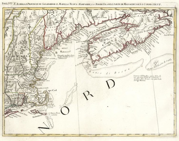 24-New England and Canada Map By Antonio Zatta