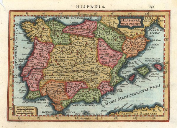 56-Europe, Spain and Portugal Map By Henricus Hondius - Gerhard Mercator