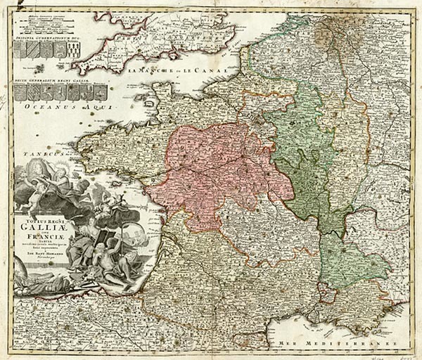 66-Europe and France Map By Johann Baptist Homann