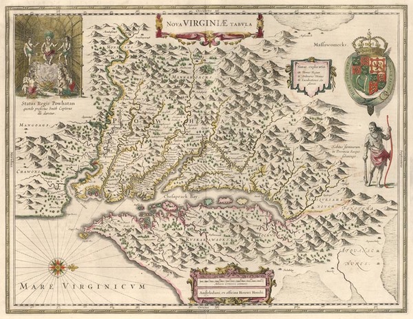 69-Mid-Atlantic and Southeast Map By Henricus Hondius